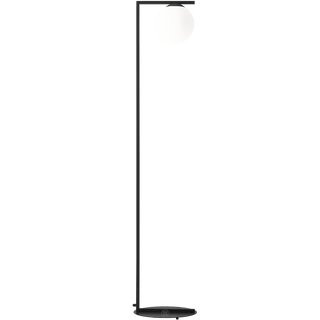 ANGLED OPAL GLASS GLOBE FLOOR LIGHT BLACK - DYKE & DEAN