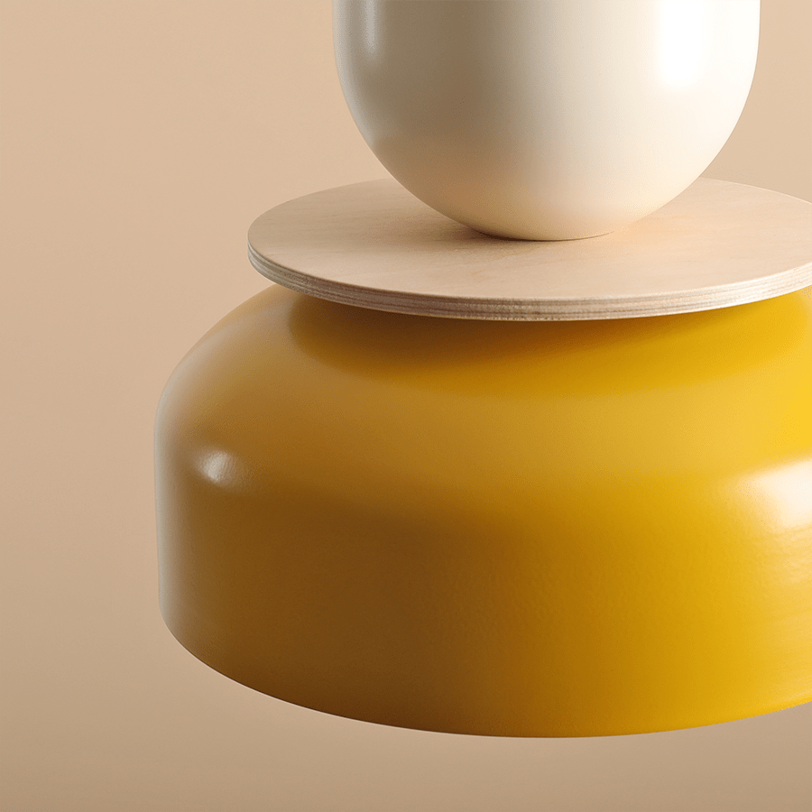 ARTERA PENDANT DISC LIGHT CREAM MUSTARD - DYKE & DEAN