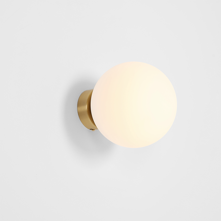 BALL GLOBE OPAL WALL CEILING LIGHT BRASS - DYKE & DEAN