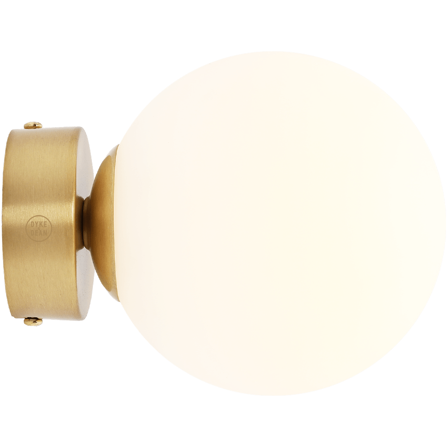 BALL GLOBE OPAL WALL CEILING LIGHT BRASS - DYKE & DEAN