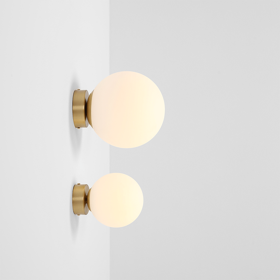 BALL GLOBE OPAL WALL CEILING LIGHT BRASS XL - DYKE & DEAN