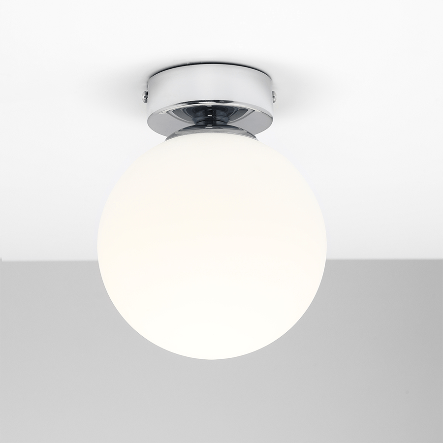 BALL GLOBE OPAL WALL CEILING LIGHT CHROME - DYKE & DEAN