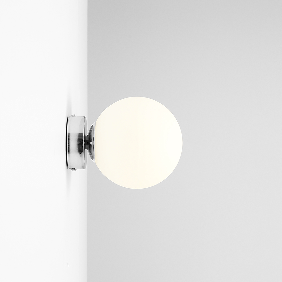 BALL GLOBE OPAL WALL CEILING LIGHT CHROME - DYKE & DEAN