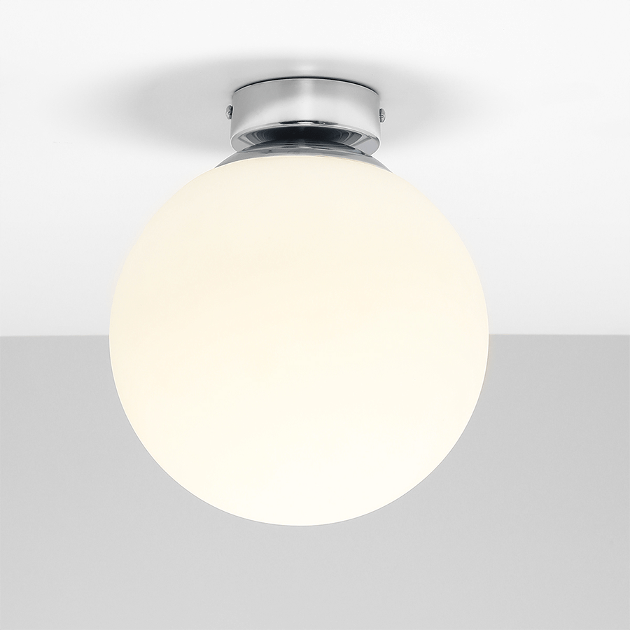 BALL GLOBE OPAL WALL CEILING LIGHT CHROME XL - DYKE & DEAN