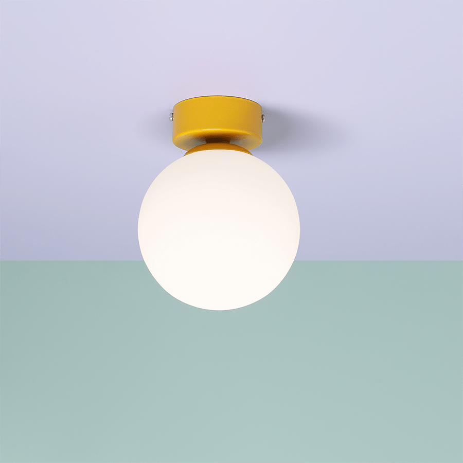 BALL GLOBE OPAL WALL CEILING LIGHT MUSTARD - DYKE & DEAN