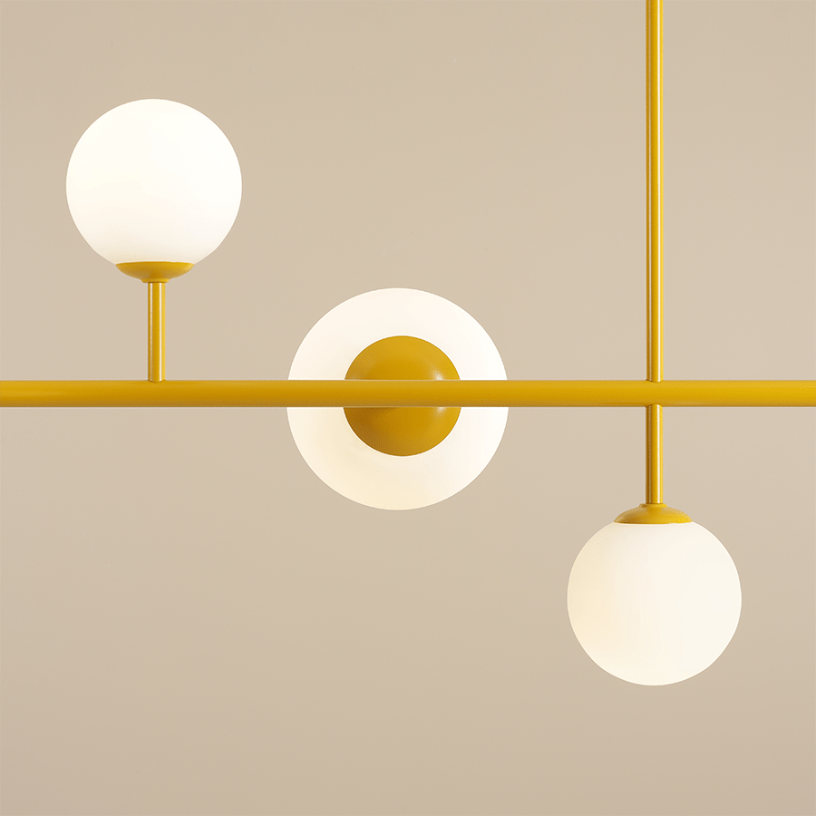 BATON ROD GLOBE PENDANT 6 LIGHT MUSTARD - DYKE & DEAN