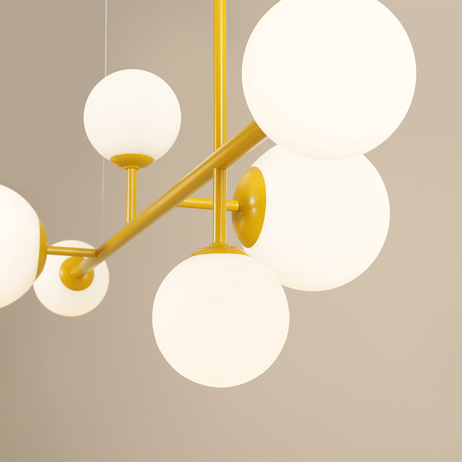 BATON ROD GLOBE PENDANT 6 LIGHT MUSTARD - DYKE & DEAN