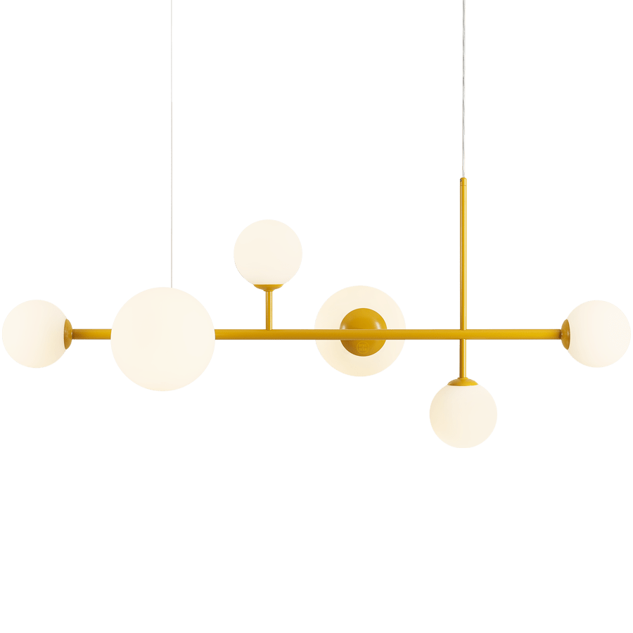 BATON ROD GLOBE PENDANT 6 LIGHT MUSTARD - DYKE & DEAN