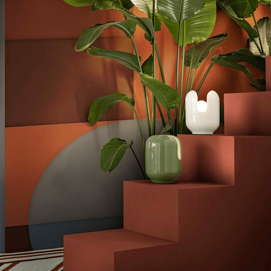 BATUCADA FLOOR & TABLE LIGHT CERAMIC ORANGE - DYKE & DEAN