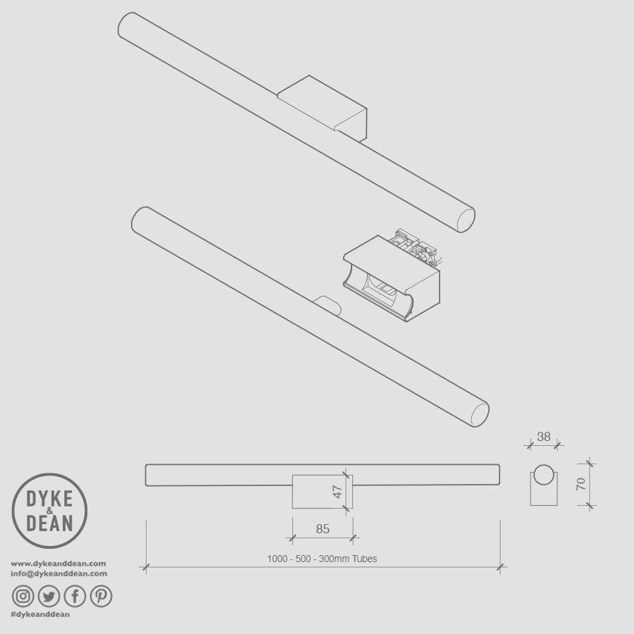 BESPOKE COLOUR PEG TUBE BULB MOUNT - DYKE & DEAN