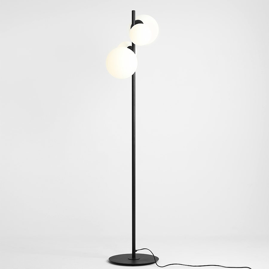 BLOOM OPAL GLOBES FLOOR LIGHT BLACK - DYKE & DEAN