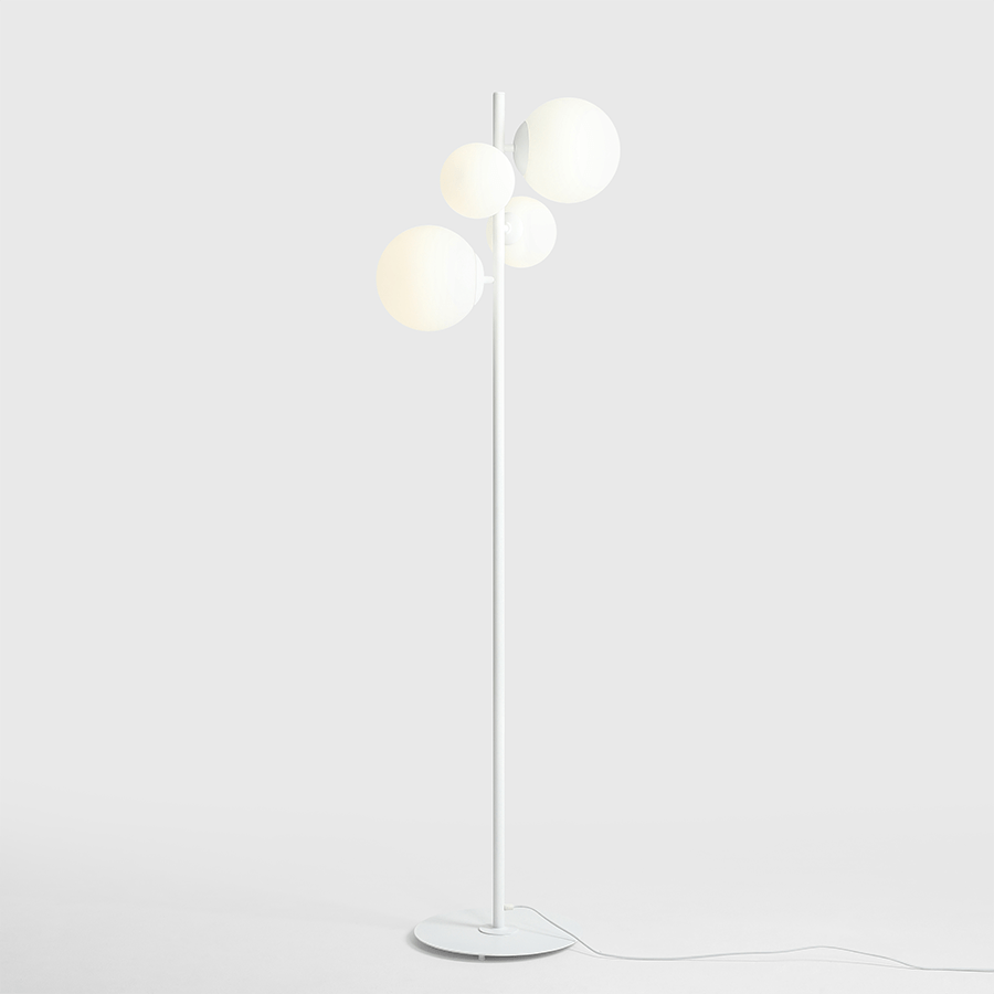 BLOOM OPAL GLOBES FLOOR LIGHT WHITE - DYKE & DEAN