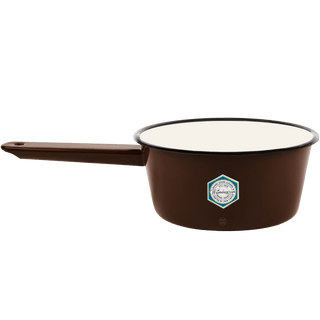 BROWN ENAMEL SAUCE POT - DYKE & DEAN