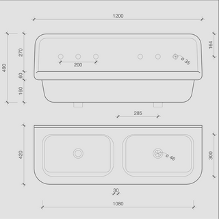 CERAMIC MOUNTED DOUBLE SINK WHITE - DYKE & DEAN