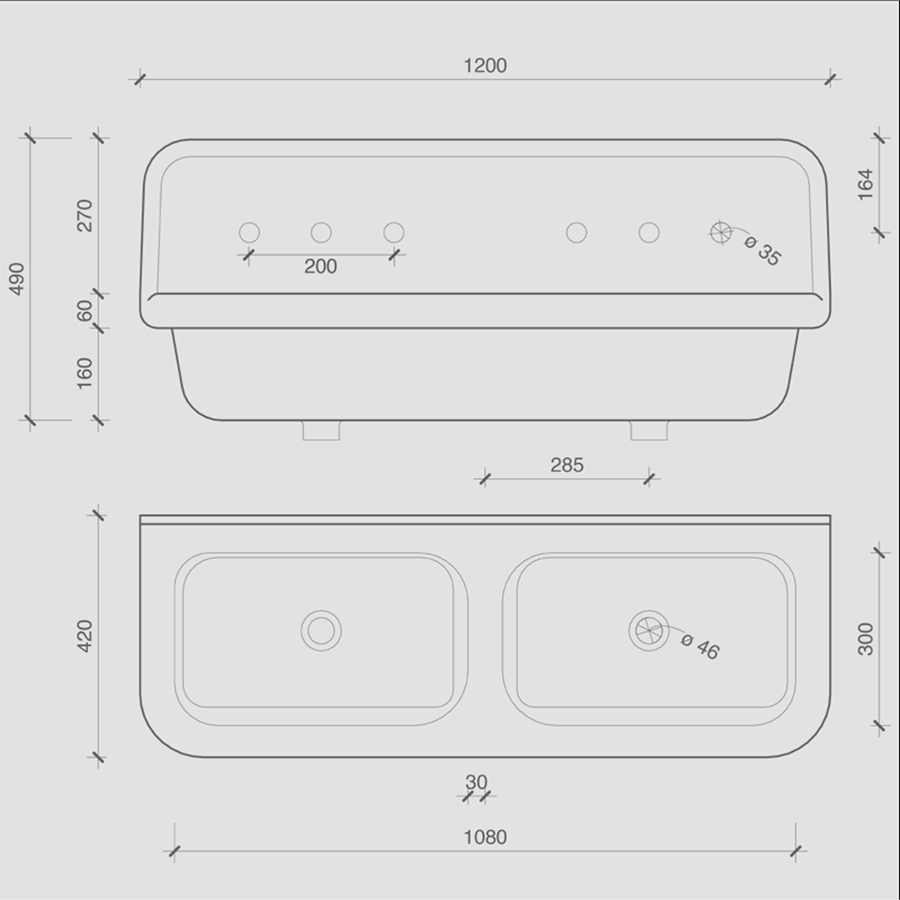 CERAMIC MOUNTED DOUBLE SINK WITH COLOUR OPTIONS - DYKE & DEAN