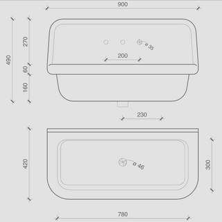 CERAMIC MOUNTED LARGE SINK WHITE - DYKE & DEAN