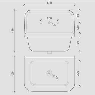 CERAMIC MOUNTED MEDIUM SINK WHITE - DYKE & DEAN