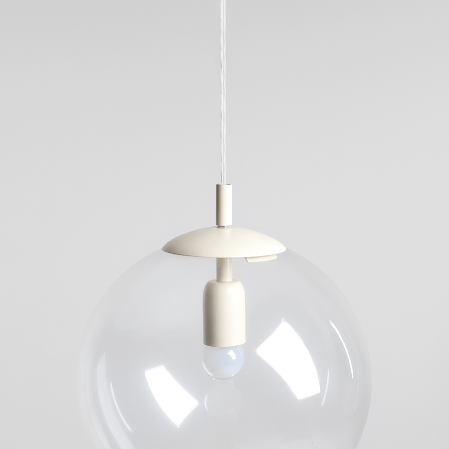 CLEAR GLASS HANGING GLOBE PENDANT CREAM - DYKE & DEAN