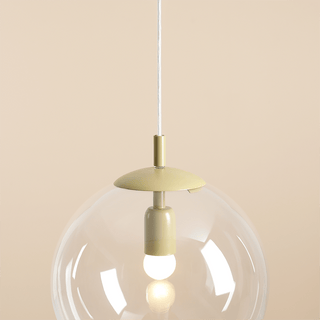 CLEAR GLASS HANGING GLOBE PENDANT KHAKI - DYKE & DEAN