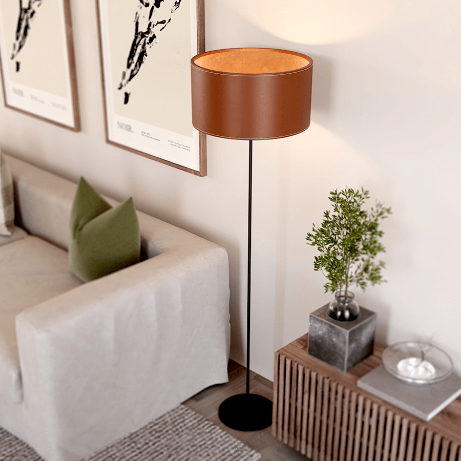 CUERO LEATHER FLOOR LAMP CHOCOLATE - DYKE & DEAN