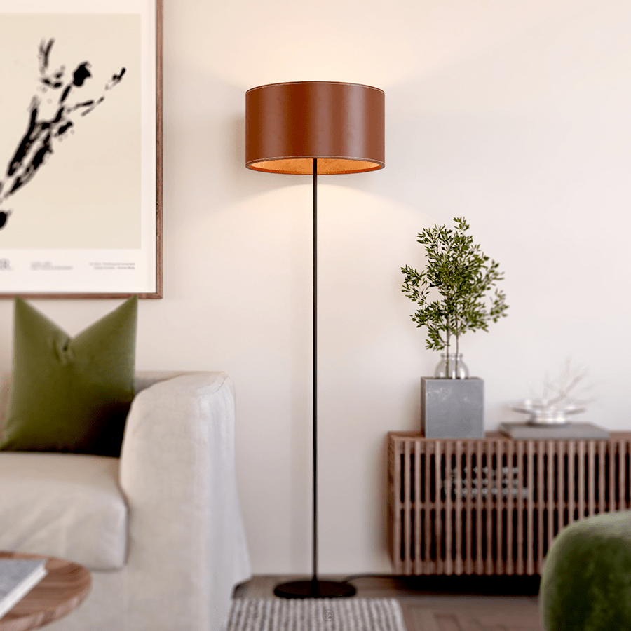 CUERO LEATHER FLOOR LAMP CRUDE - DYKE & DEAN