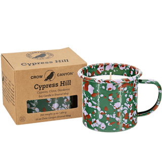 CYPRESS HILL ENAMEL 9OZ MUG WITH SOY CANDLE FOREST GREEN - DYKE & DEAN