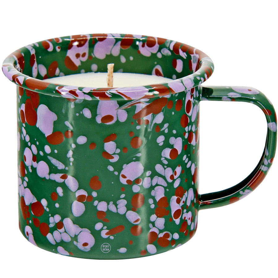 CYPRESS HILL ENAMEL 9OZ MUG WITH SOY CANDLE FOREST GREEN - DYKE & DEAN