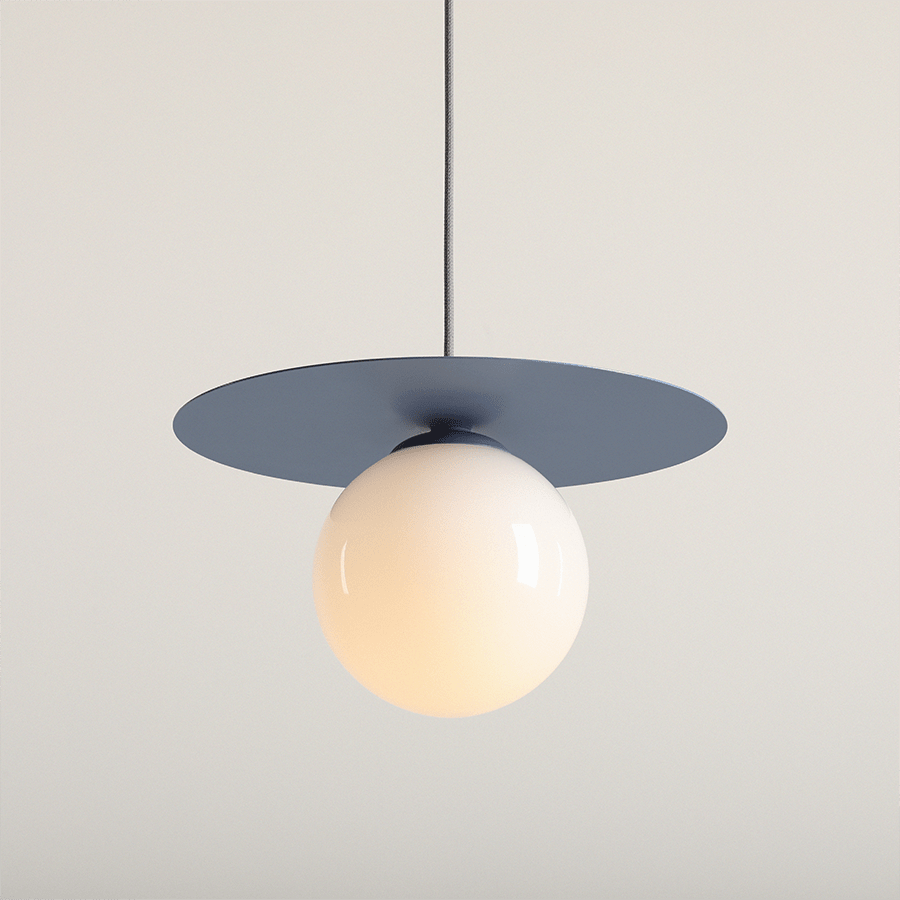 DISC GLOBE HANGING PENDANT LIGHT DUSTY BLUE MEDIUM - DYKE & DEAN