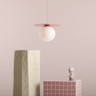 DISC GLOBE HANGING PENDANT LIGHT DUSTY PINK MEDIUM - DYKE & DEAN