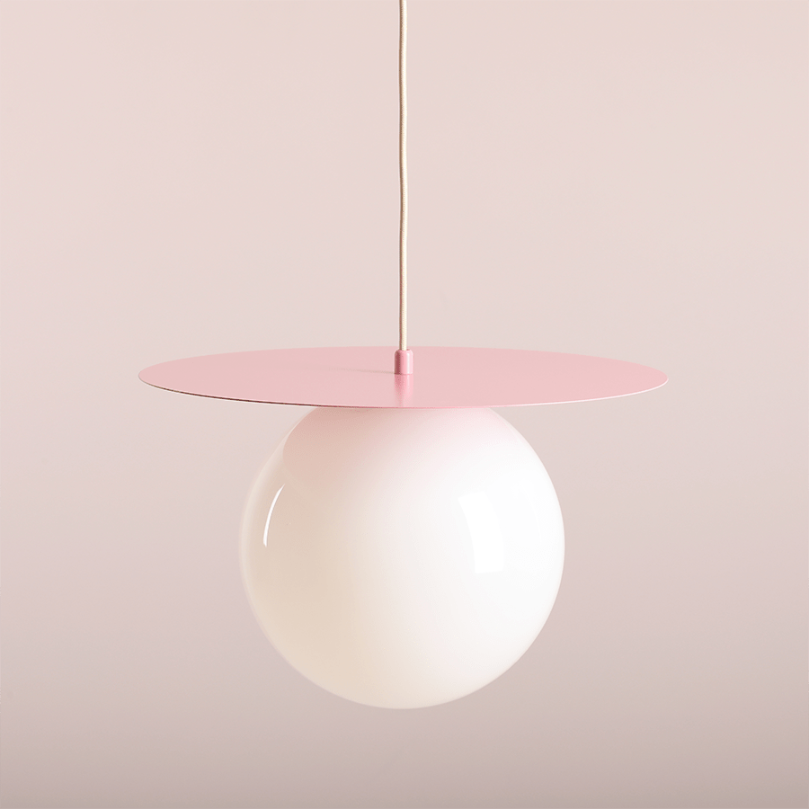 DISC GLOBE HANGING PENDANT LIGHT DUSTY PINK MEDIUM - DYKE & DEAN