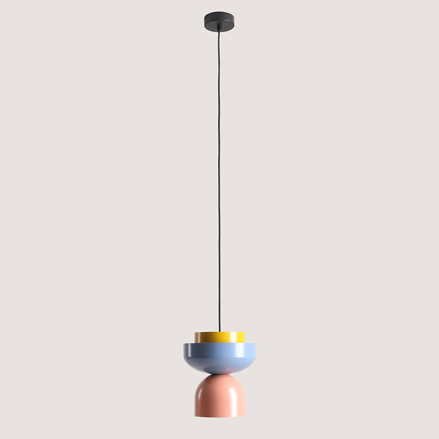 DOME PENDANT DISC LIGHT YELLOW BLUE PINK - DYKE & DEAN