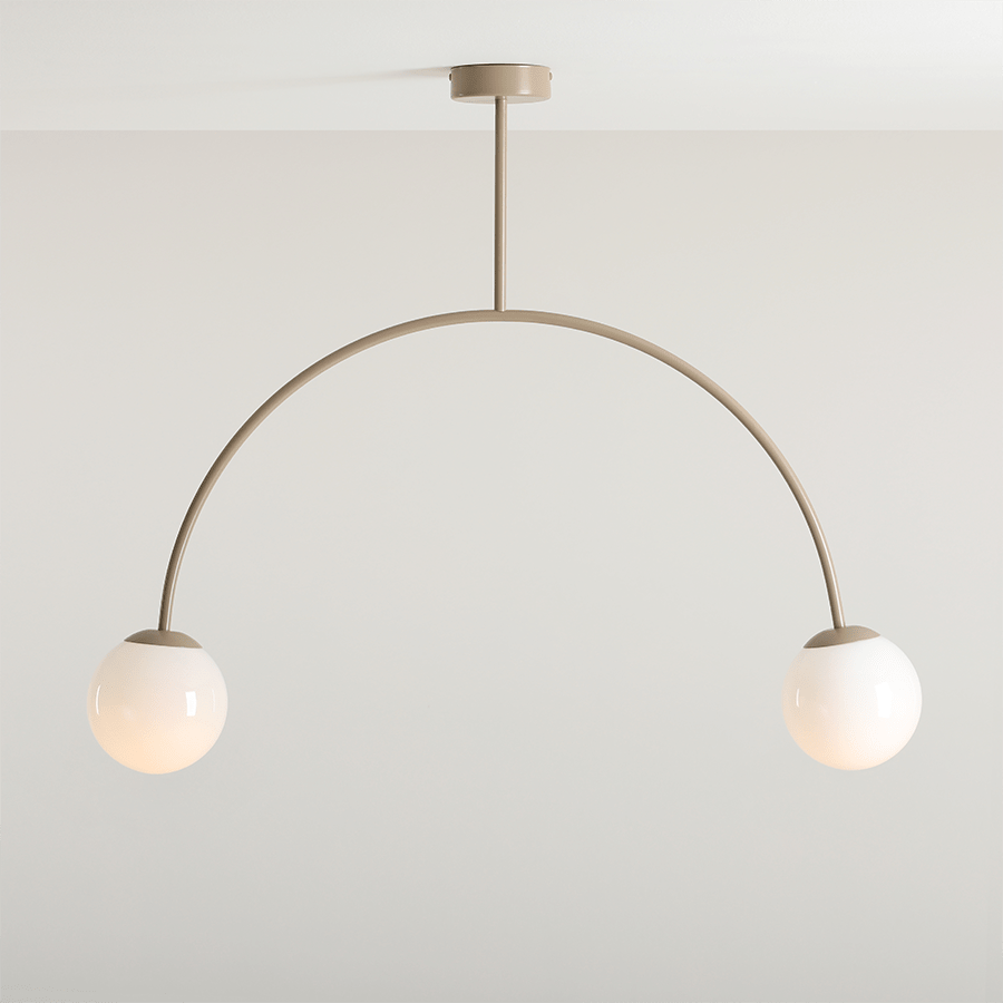 DOUBLE GLOBE FIXED CEILING LIGHT BEIGE - DYKE & DEAN