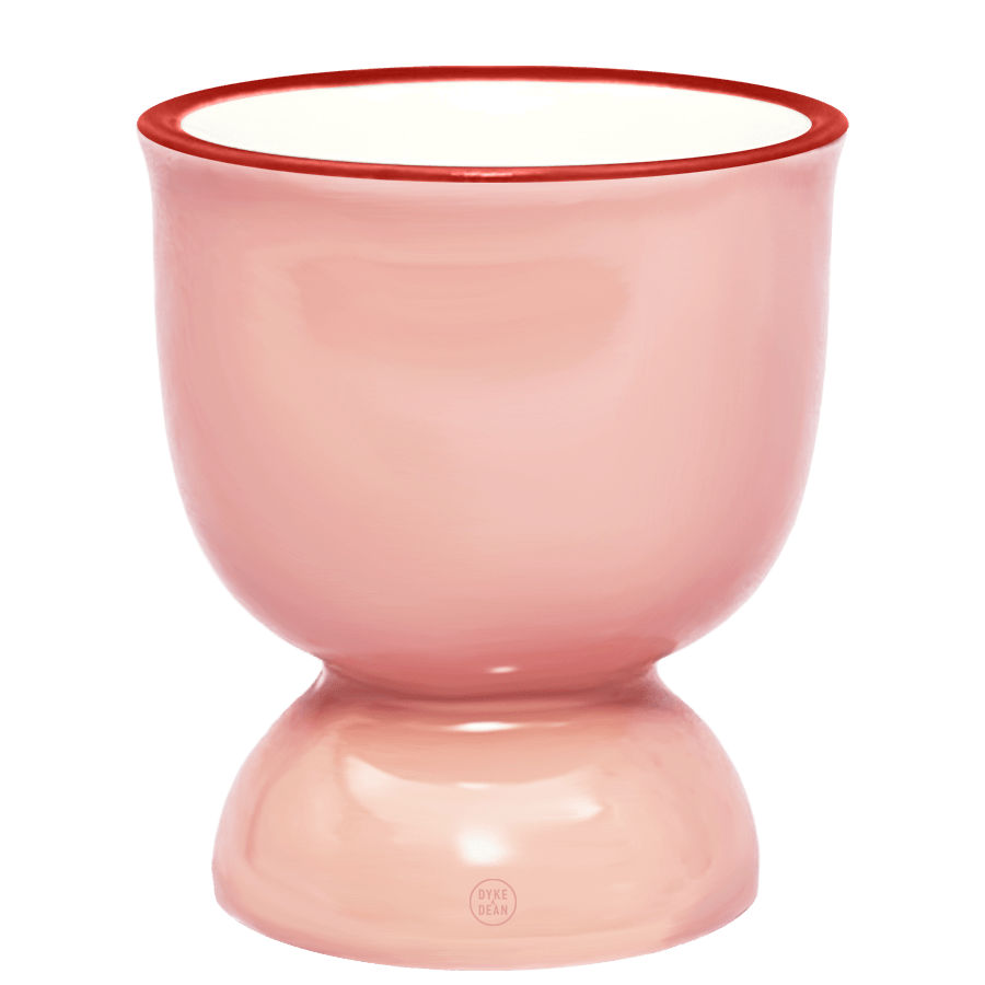 DYKE & DEAN CERAMIC EGG CUP PINK RED RIM - DYKE & DEAN