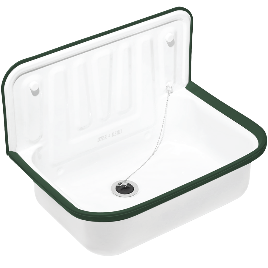 DYKE & DEAN ENAMEL BUCKET SINK GREEN RIM - DYKE & DEAN