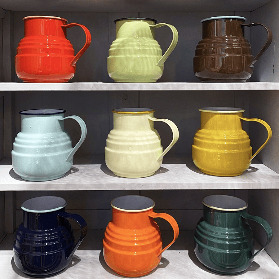 DYKE & DEAN ENAMEL STEPPED JUG DARK GREEN - DYKE & DEAN