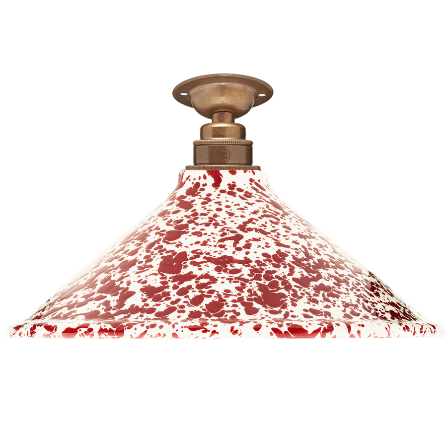 FIXED SPLATTERWARE ENAMEL CONE SHADE BURGUNDY - DYKE & DEAN