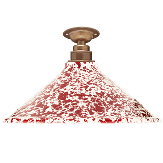 FIXED SPLATTERWARE ENAMEL CONE SHADE BURGUNDY - DYKE & DEAN