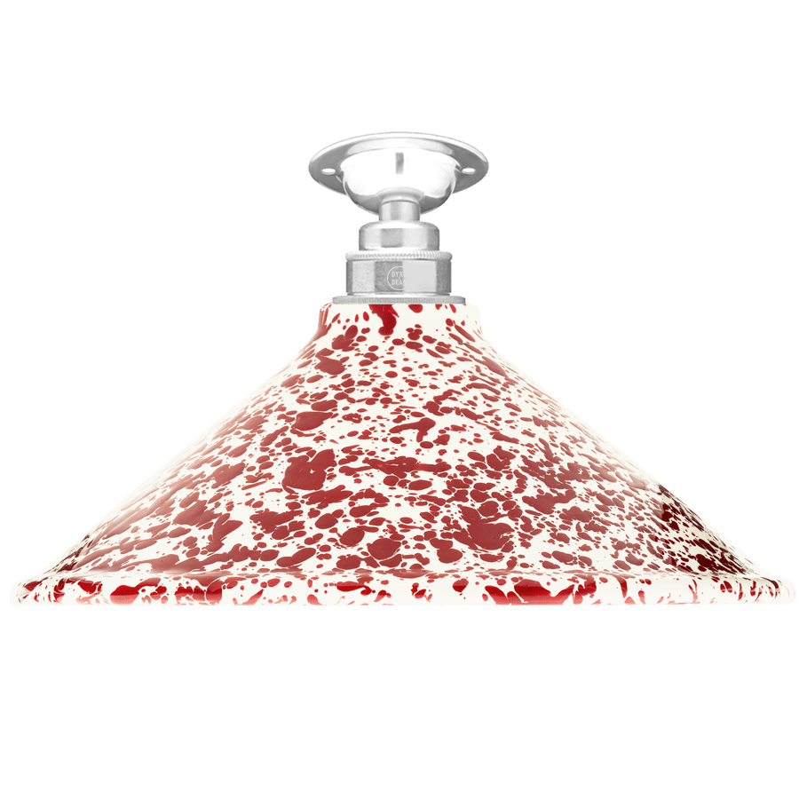 FIXED SPLATTERWARE ENAMEL CONE SHADE BURGUNDY - DYKE & DEAN