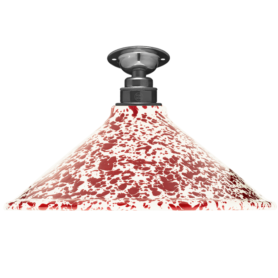 FIXED SPLATTERWARE ENAMEL CONE SHADE BURGUNDY - DYKE & DEAN