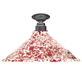 FIXED SPLATTERWARE ENAMEL CONE SHADE BURGUNDY - DYKE & DEAN