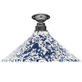 FIXED SPLATTERWARE ENAMEL CONE SHADE NAVY - DYKE & DEAN