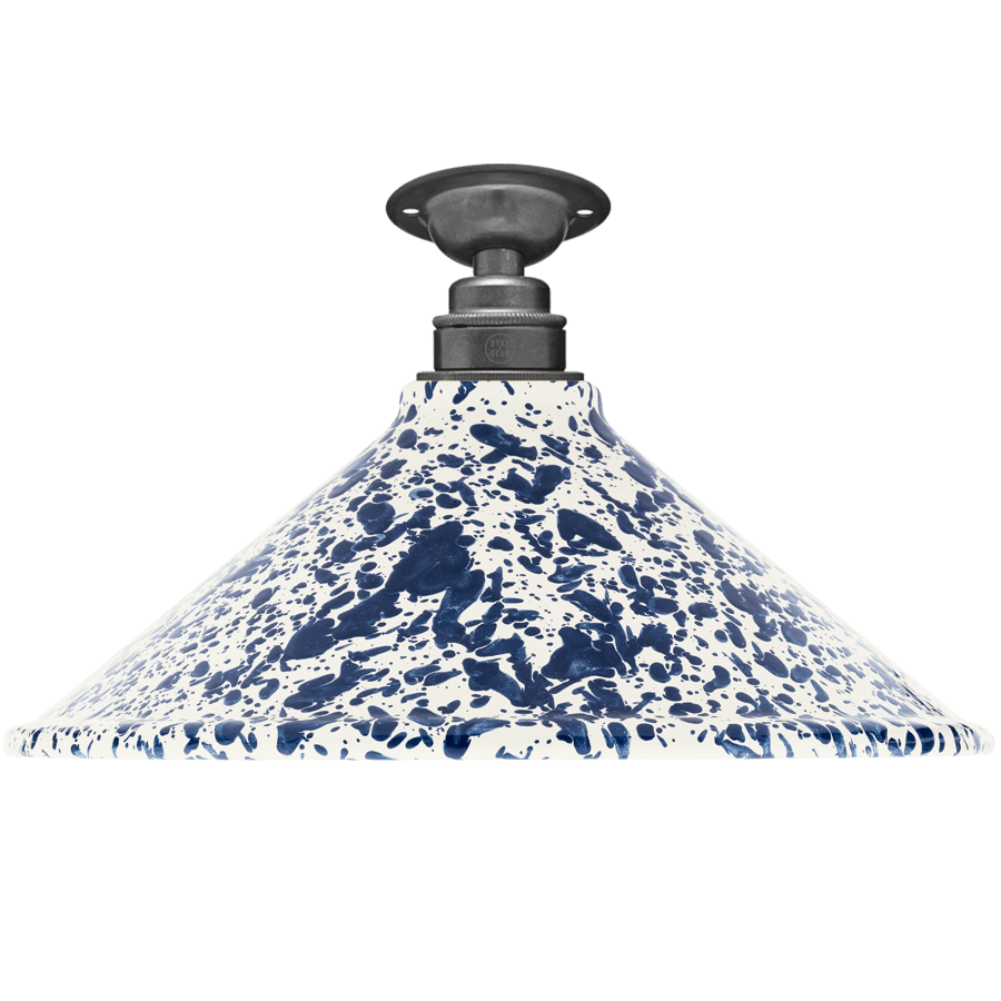 FIXED SPLATTERWARE ENAMEL CONE SHADE NAVY - DYKE & DEAN