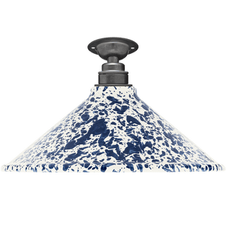 FIXED SPLATTERWARE ENAMEL CONE SHADE NAVY - DYKE & DEAN