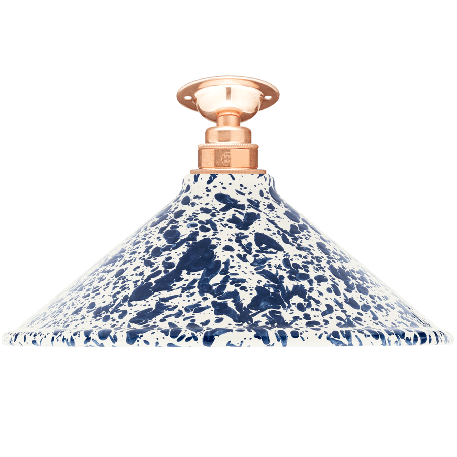 FIXED SPLATTERWARE ENAMEL CONE SHADE NAVY - DYKE & DEAN