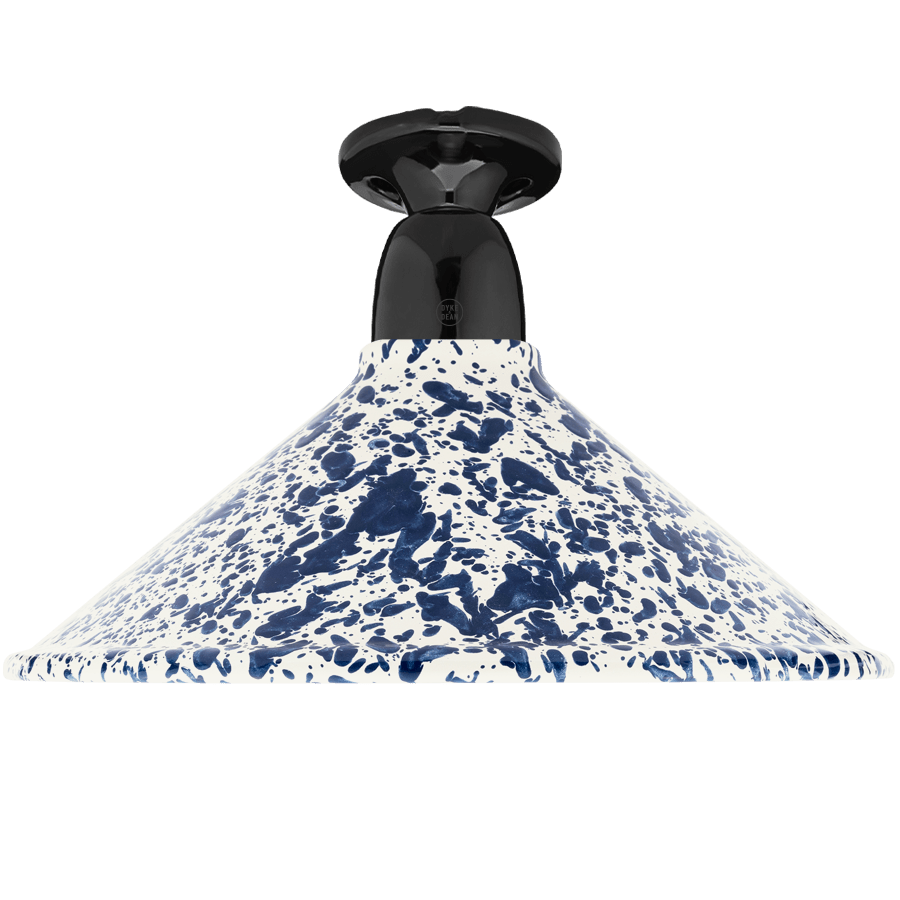 FIXED SPLATTERWARE ENAMEL CONE SHADE NAVY - DYKE & DEAN