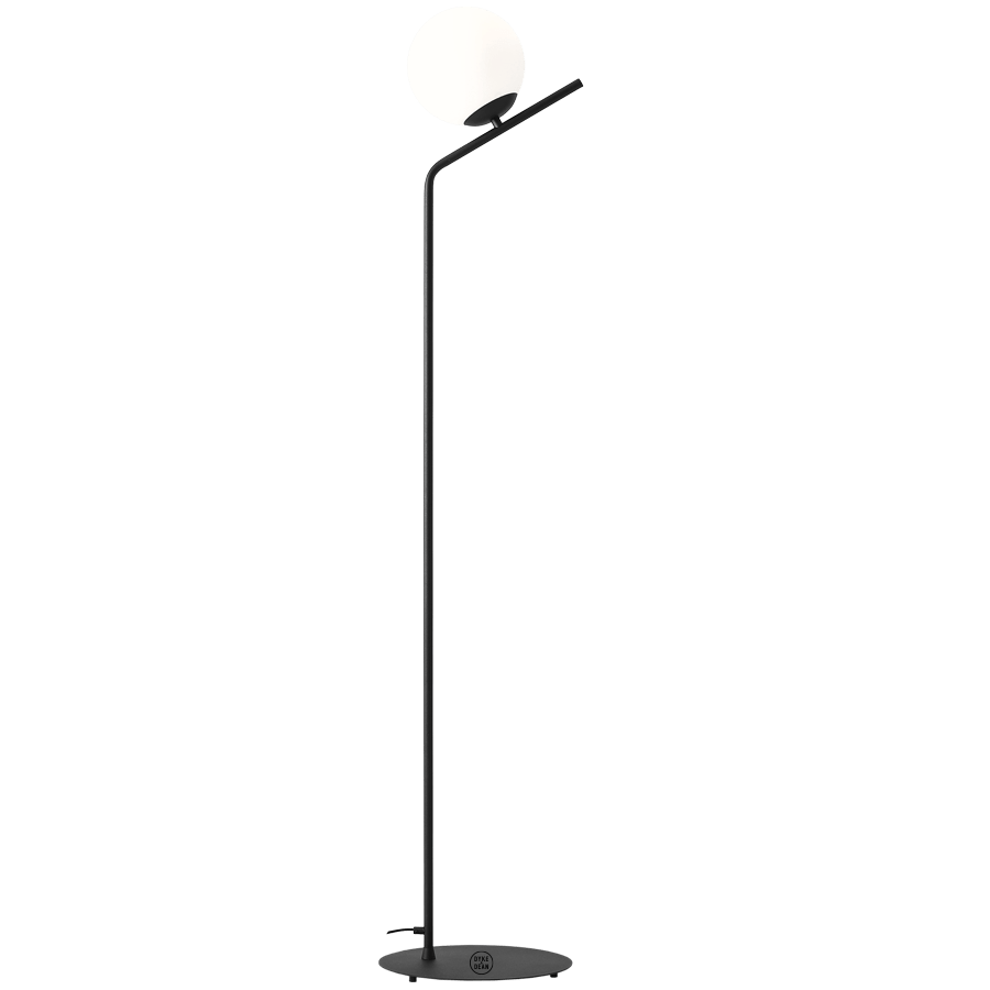 GALLIA OPAL GLASS GLOBE FLOOR LIGHT BLACK - DYKE & DEAN