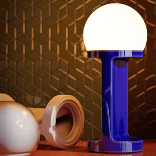 HABEA CERAMIC TABLE LIGHT OPAL GLASS BLUE - DYKE & DEAN