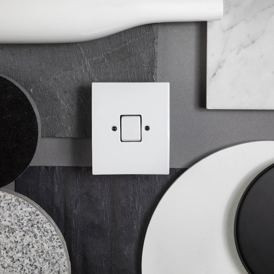 KATY PATY PORCELAIN PLATE DOUBLE PC/ USB WALL SOCKET BLACK - DYKE & DEAN