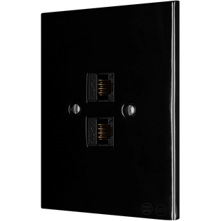 KATY PATY PORCELAIN PLATE DOUBLE PC/ USB WALL SOCKET BLACK - DYKE & DEAN