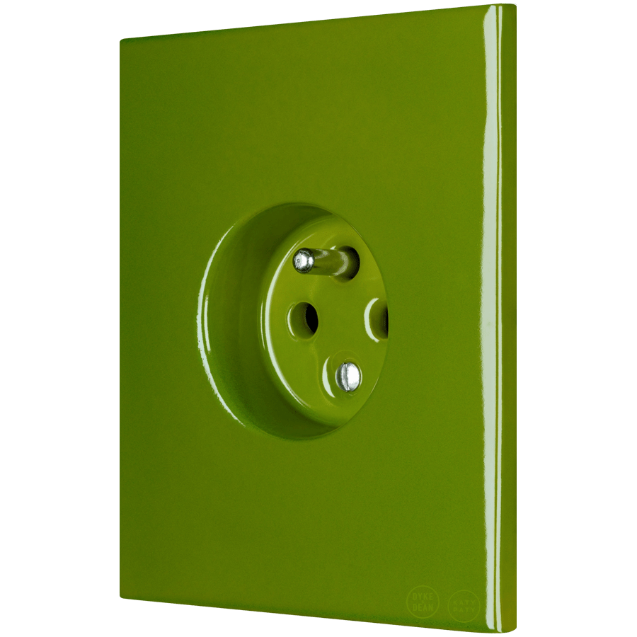 KATY PATY PORCELAIN PLATE EURO WALL SOCKET GREEN - DYKE & DEAN